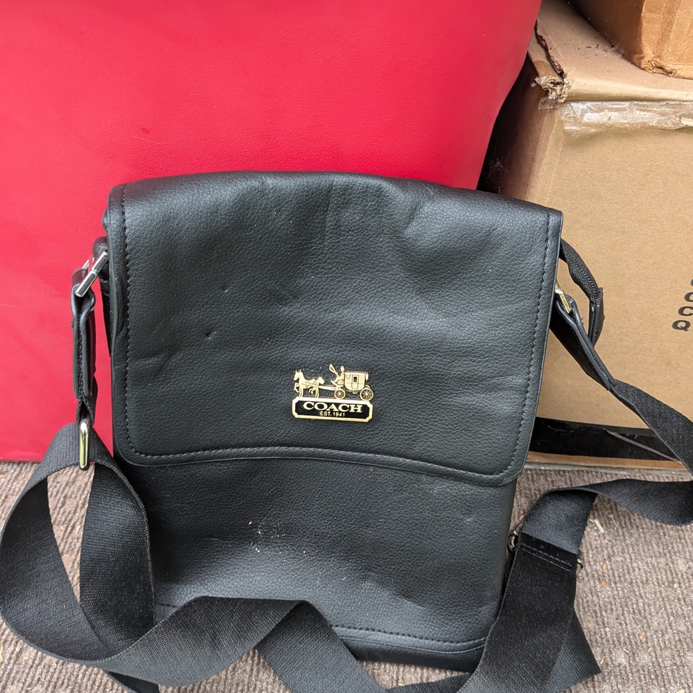 Coach Black Leather Messenger Bag